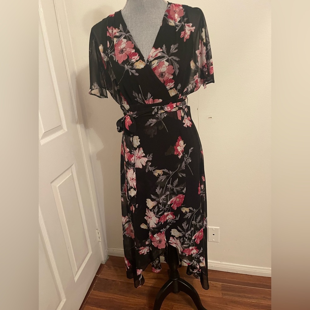 Eliza J Black Floral High Low Dress.Size 2